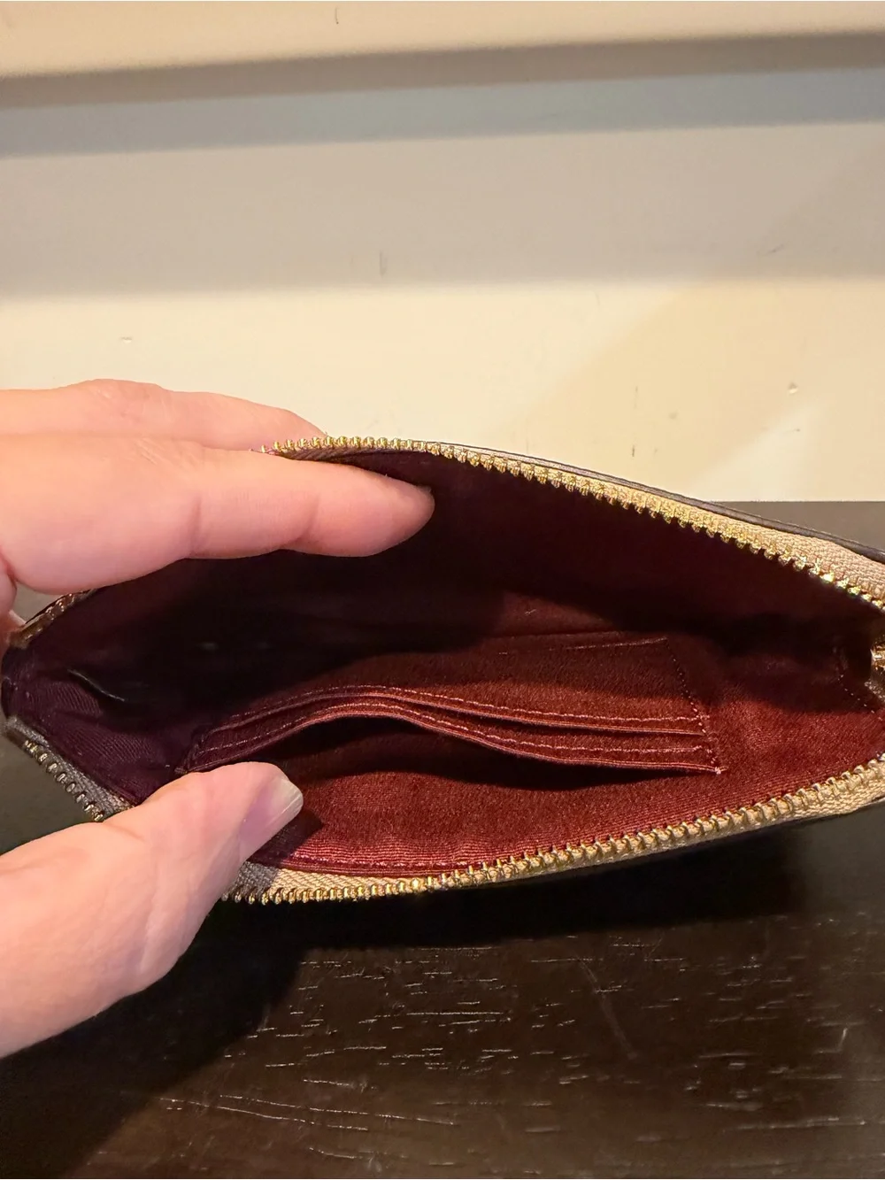 Coach Corner Zip Wristlet Taupe